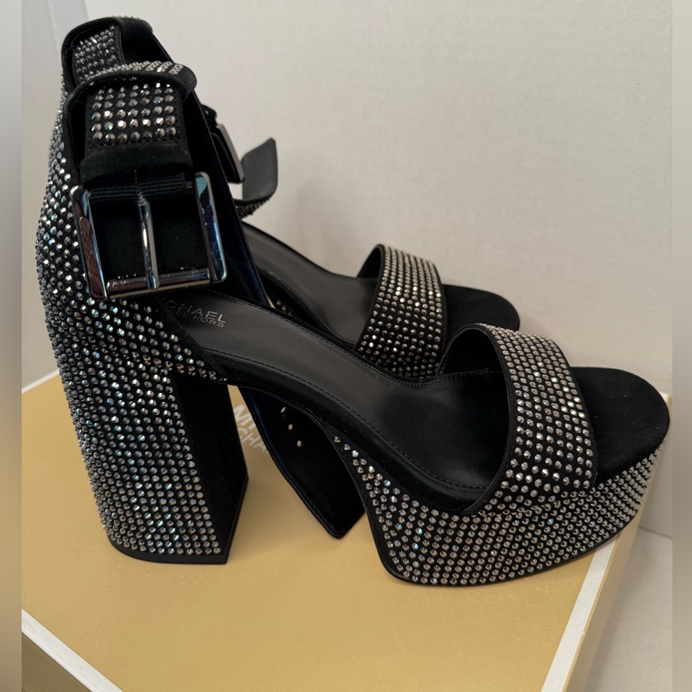 Michael Kors Elegant Black and Silver Women's Platform Heels - Picture 5 of 13